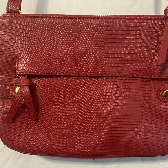 LIKE NEW Joy Mangano Red Leather Crossbody - Picture 4 of 6